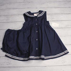 Little Goodies Baby Girl's Sailor Dress Size 24 Months Navy Blue Nautical